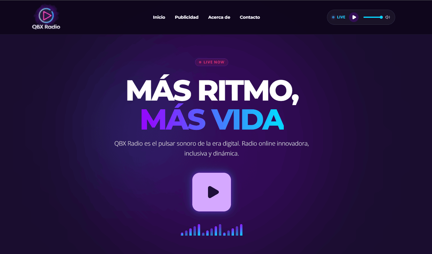 Captura del proyecto QBX Radio